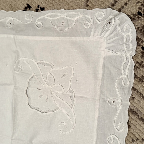 Vintage Scalloped Edge Raffle Cotton 3ps Set Duvet & 2 Shams